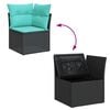 vidaXL Garden Sofa Set 6 pcs Black and Turquoise Poly Rattan