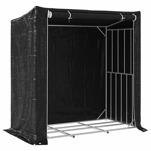 vidaxL Firewood Rack with Rain Cover 200x100x200 cm Galvanised Steel