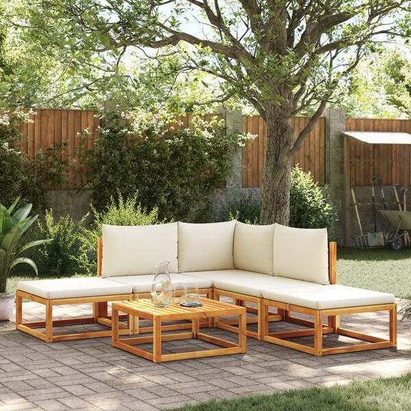 vidaXL Garden Sofa Set Black Solid Acacia wood Large Modular
