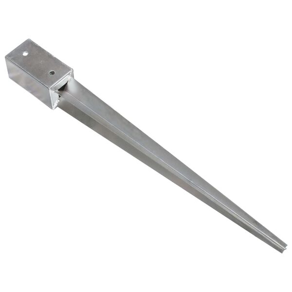 vidaXL Ground Spikes 2 pcs Silver 2.8x2.8x29.5" Galvanised Steel