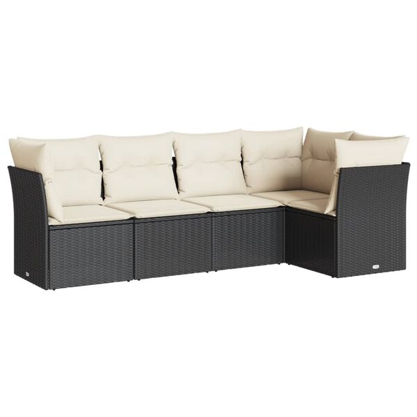 vidaXL Garden Sofa Set Black, Cream White
