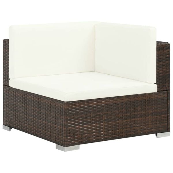 vidaXL Patio Sofa Set Set of 6 Brown Poly Rattan Large Modular