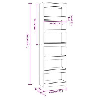 vidaXL Book Cabinet/Room Divider High Gloss White 23.6"x11.8"x78"