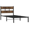 vidaXL Bed Frame Black, Smoked Oak Iron Twin Bed Frame Rectangular