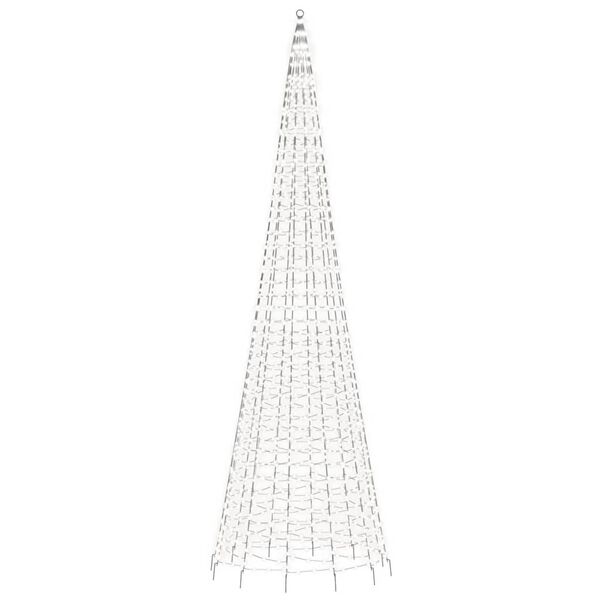 vidaXL LED Christmas Tree on Flagpole 1534 LEDs Cold White 196.9"