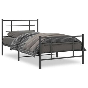 vidaXL Bed Frame Black Powder-coated steel Twin Bed Frame Rectangular