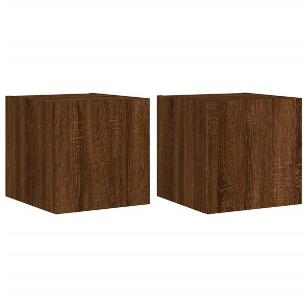 vidaXL TV Wall Cabinet Set of 2 Brown Oak Engineered wood