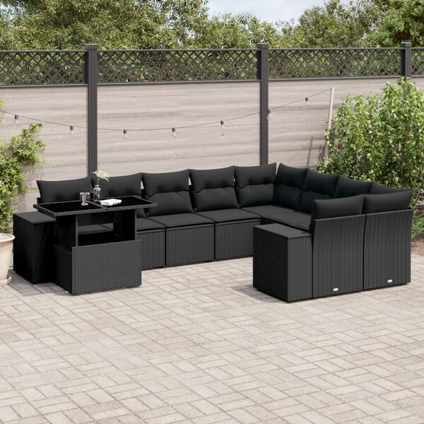 vidaXL Garden Sofa Set Black