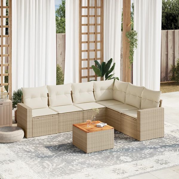 vidaXL Garden Sofa Set Beige, Cream White