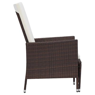 vidaXL Reclining Patio Chair with Cushions Poly Rattan Brown