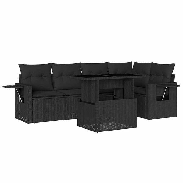 vidaXL Garden Sofa Set Black Poly Rattan Modular Garden Sofa Set