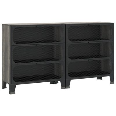 vidaXL Storage Cabinets 2 pcs Gray 28.3"x14.2"x32.3" Metal and MDF