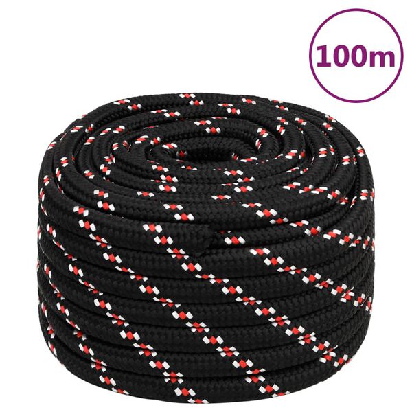 vidaXL Boat Rope Black 0.79 " 328.1 ' Polypropylene