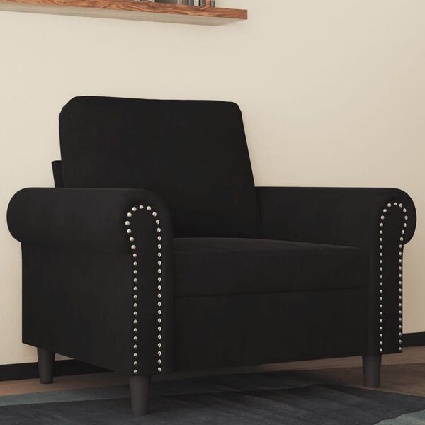 vidaXL Sofa Chair Black Velvet, Metal Single Durable Armchair