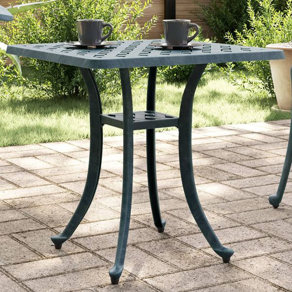 vidaXL Garden Table Green Cast Aluminum 20.9 in Decorative Inlays