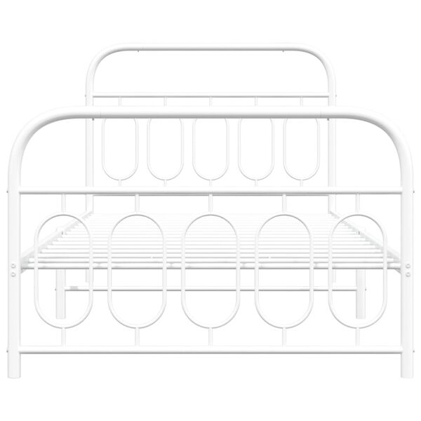 vidaXL Bed Frame White Steel Single Bed Frame Rectangular Modern