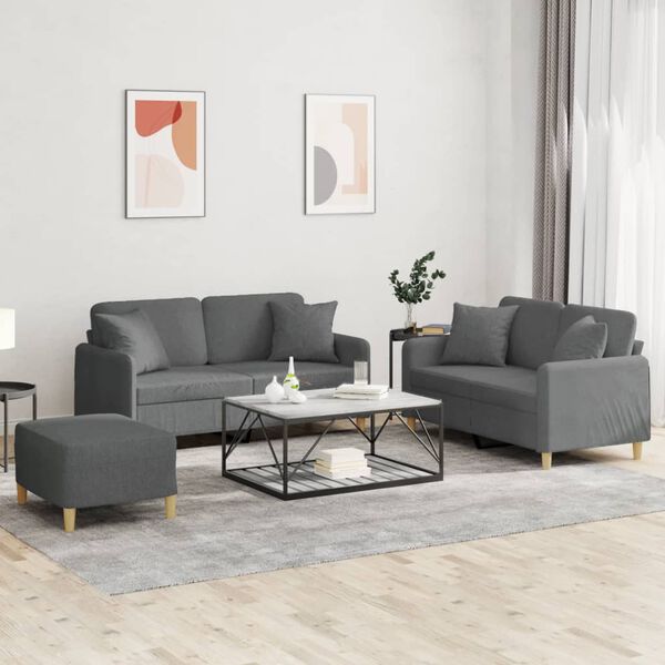 vidaXL Sofa Set Dark Gray Fabric (100% polyester), metal, textilene, plywood