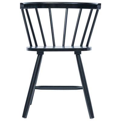 vidaXL Dining Chairs 2 pcs Black Solid Rubber Wood