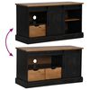 vidaXL TV Cabinet Black Solid pine wood, metal 43.3 x 15.7 x 23.6 in