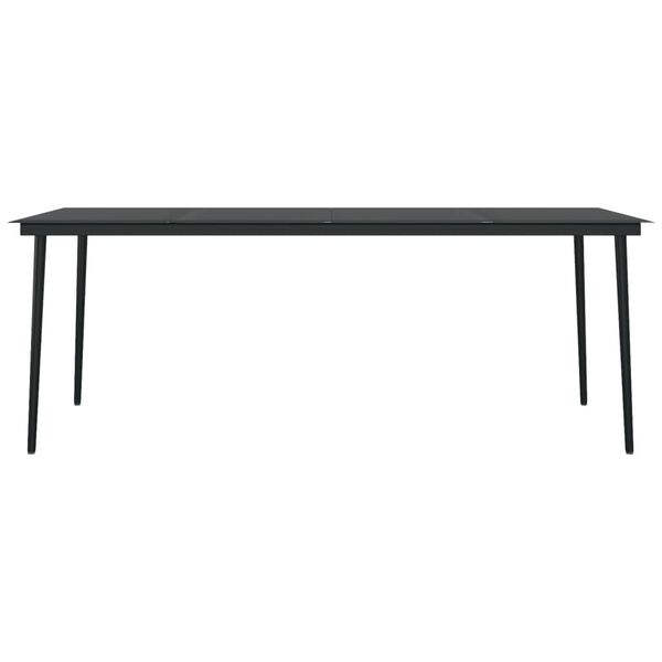 vidaXL Garden Dining Table Black Powder-coated steel, glass