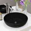 vidaXL Basin Ceramic Round Black 16.5x4.7"