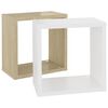 vidaXL Cube Shelf Set of 2 White and sonoma oak Engineered wood