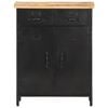 vidaXL Sideboard Black, Natural Rough Mango Wood, Steel and Iron Medium