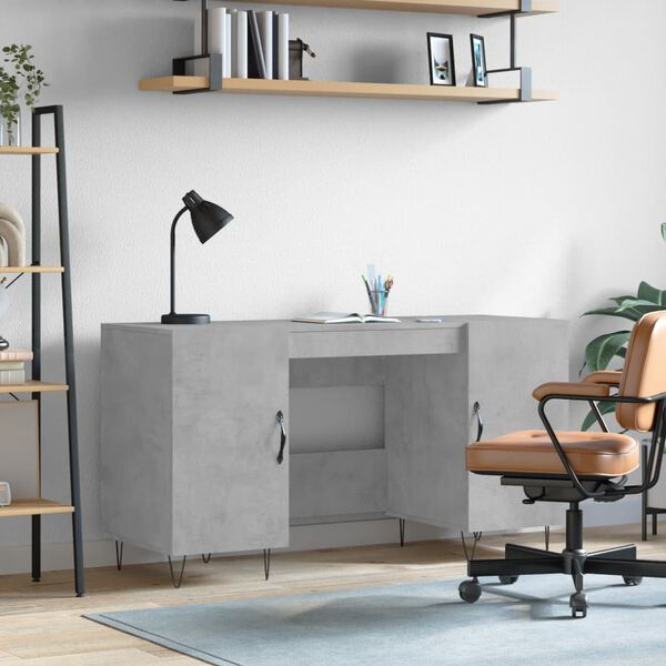 vidaXL Desk Concrete grey Engineered wood 55.1x19.7x29.5 in Desk