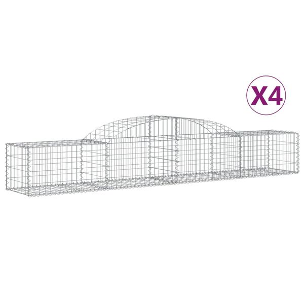 vidaXL Gabion Basket Set of 4 Silver Galvanized iron Large Durable