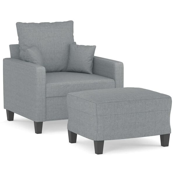 vidaXL Sofa Chair With Footstool Light Grey