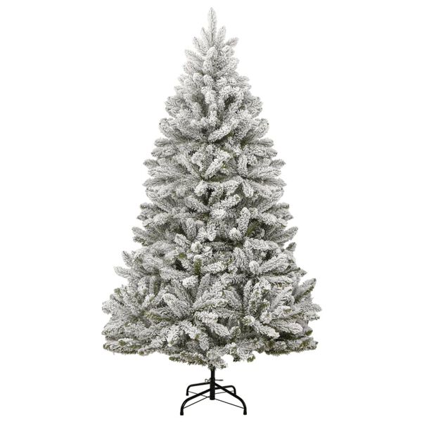 vidaXL Artificial Hinged Christmas Tree Green and white PVC, metal Large