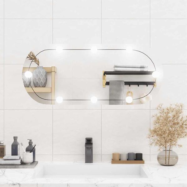 vidaXL Wall Mirror With Led Light Warm white / cold white lighting Glass