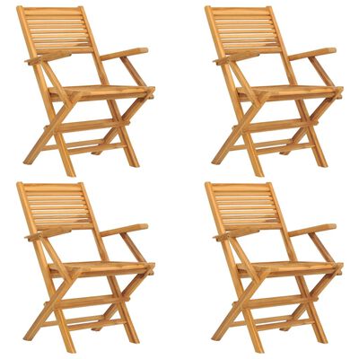 vidaXL Folding Patio Chairs 4 pcs 21.7"x24.4"x35.4" Solid Wood Teak