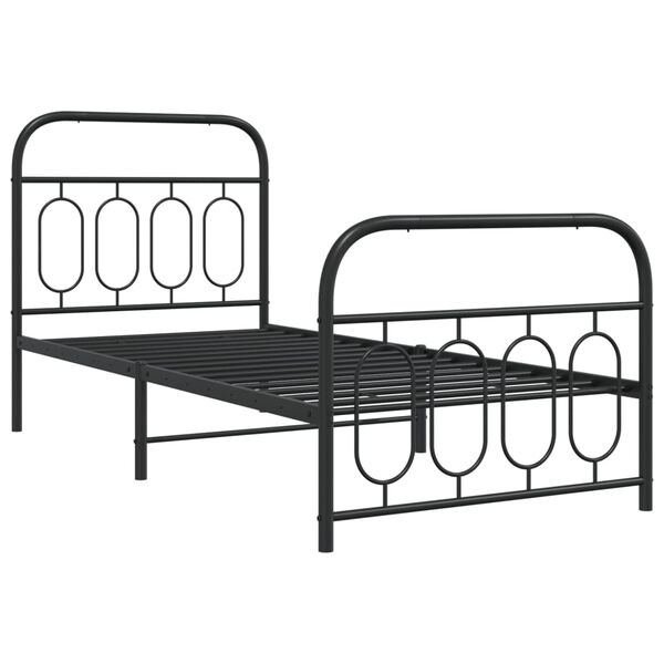 vidaXL Bed Frame Black Steel 35.4x74.8 in Bed Frame Rectangular