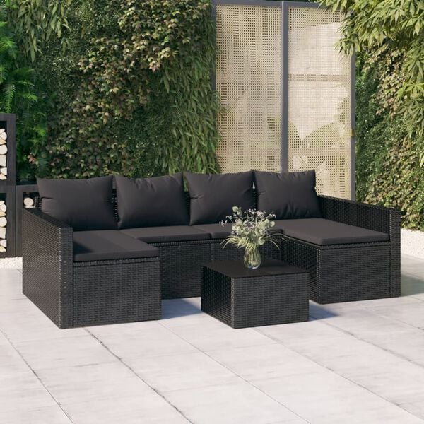 vidaXL Garden Lounge Set Black PE rattan Large Modular