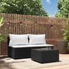 vidaXL Patio Lounge Set Black Frame, White Cushions
