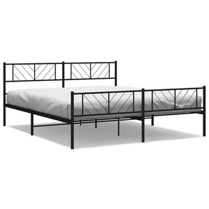 vidaXL Metal Bed Frame Black Steel 76 x 80 in Modern Metal Bed Frame