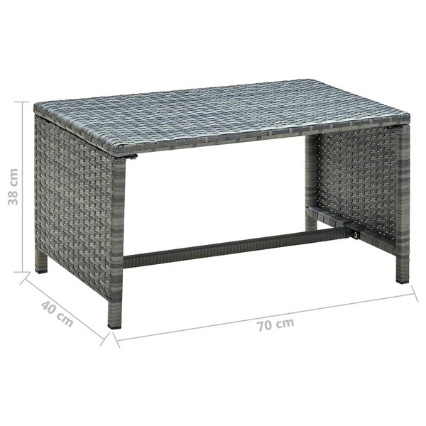 vidaXL Coffee Table Anthracite Poly Rattan 27.6 x 15.7 x 15.0 in