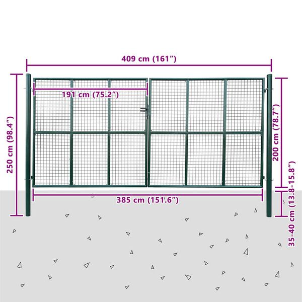 vidaXL Mesh Garden Gate 157.5x78.7"