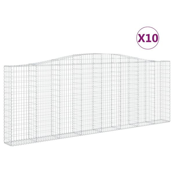 vidaXL Gabion Basket Set of 10 Silver Galvanized Iron Large