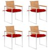 vidaXL Patio Chairs 4 pcs with Cushions Solid Teak Wood