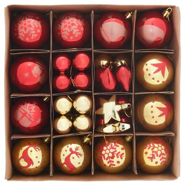 vidaXL Christmas Bauble Set 40 pcs Gold and red Plastic