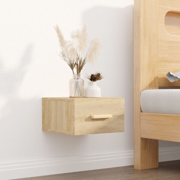 vidaXL Wall-Mounted Bedside Cabinet Sonoma Oak Engineered Wood