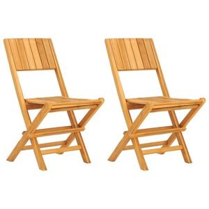 vidaXL Folding Garden Chair Set of 2 Teak Solid Teak Wood Regular
