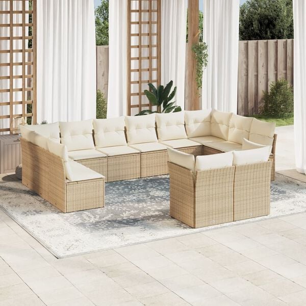 vidaXL Patio Sofa Set Beige and Cream white