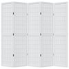vidaXL Room Divider 5 Panels White Solid Wood Paulownia