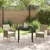 vidaXL Garden Dining Set with Cushion 3 pcs Beige Poly Rattan