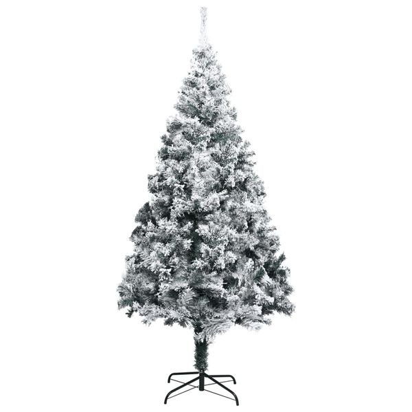 vidaXL Fake Christmas Tree Green with flocked snow PVC, Steel Extra Large