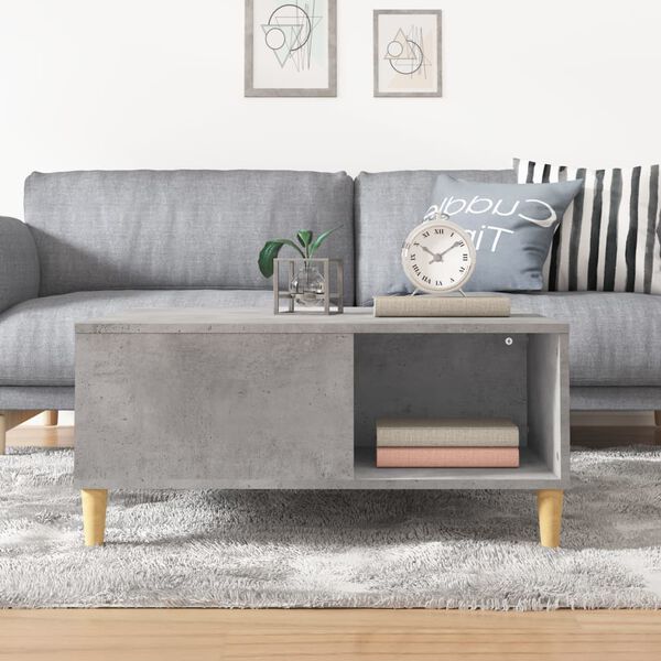 vidaXL Coffee Table Concrete gray Engineered wood, solid eucalyptus wood