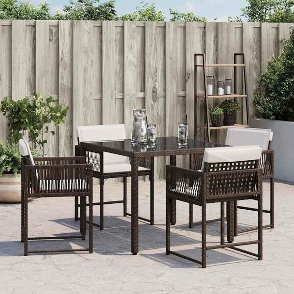vidaXL Garden Chair Set of 4 Brown PE rattan, powder-coated steel